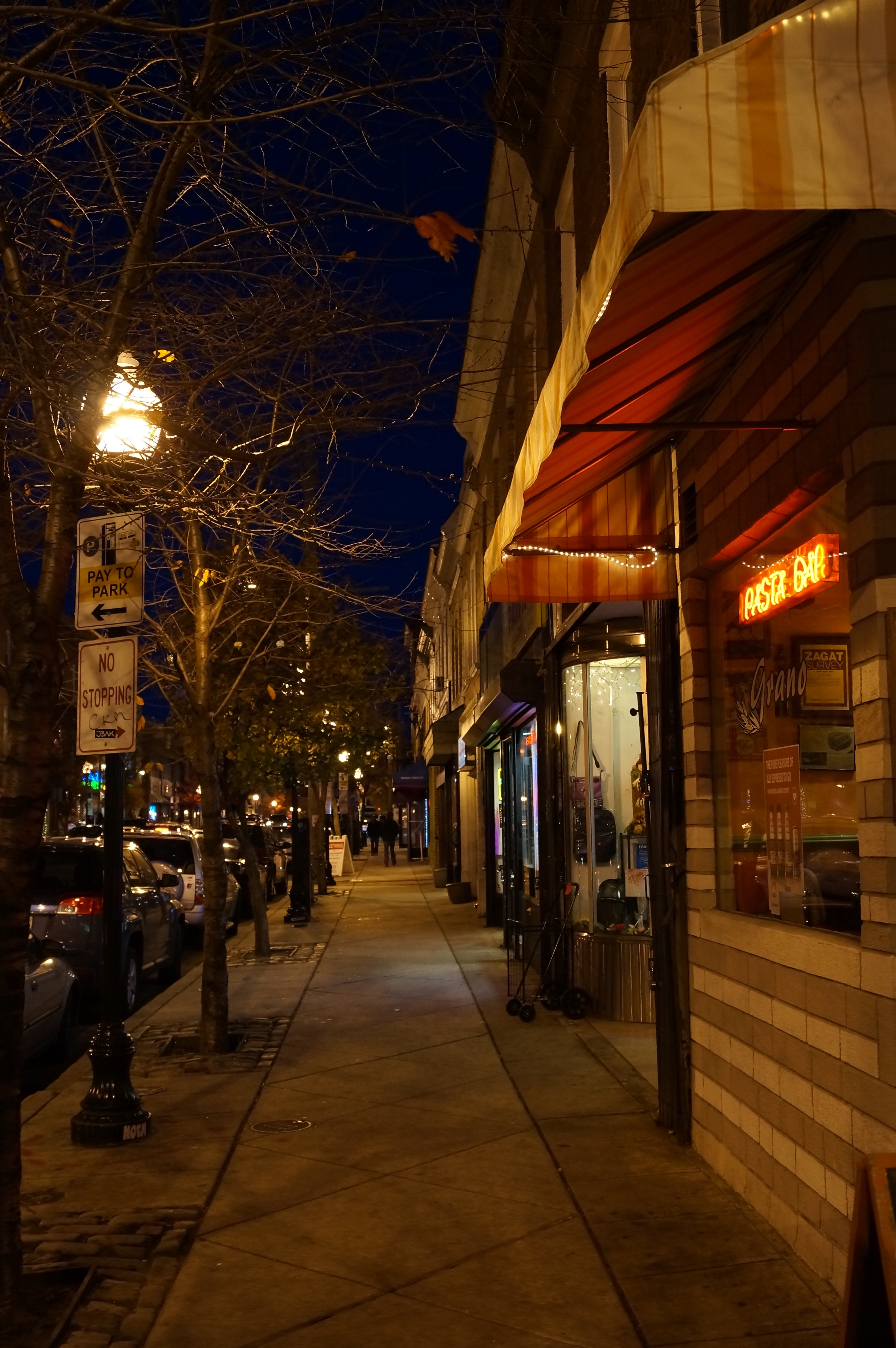 Sidewalk, Shops, City, Downtown, night, illuminated free image | Peakpx