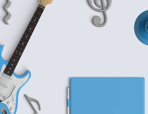 blue and white electric guitar thumbnail