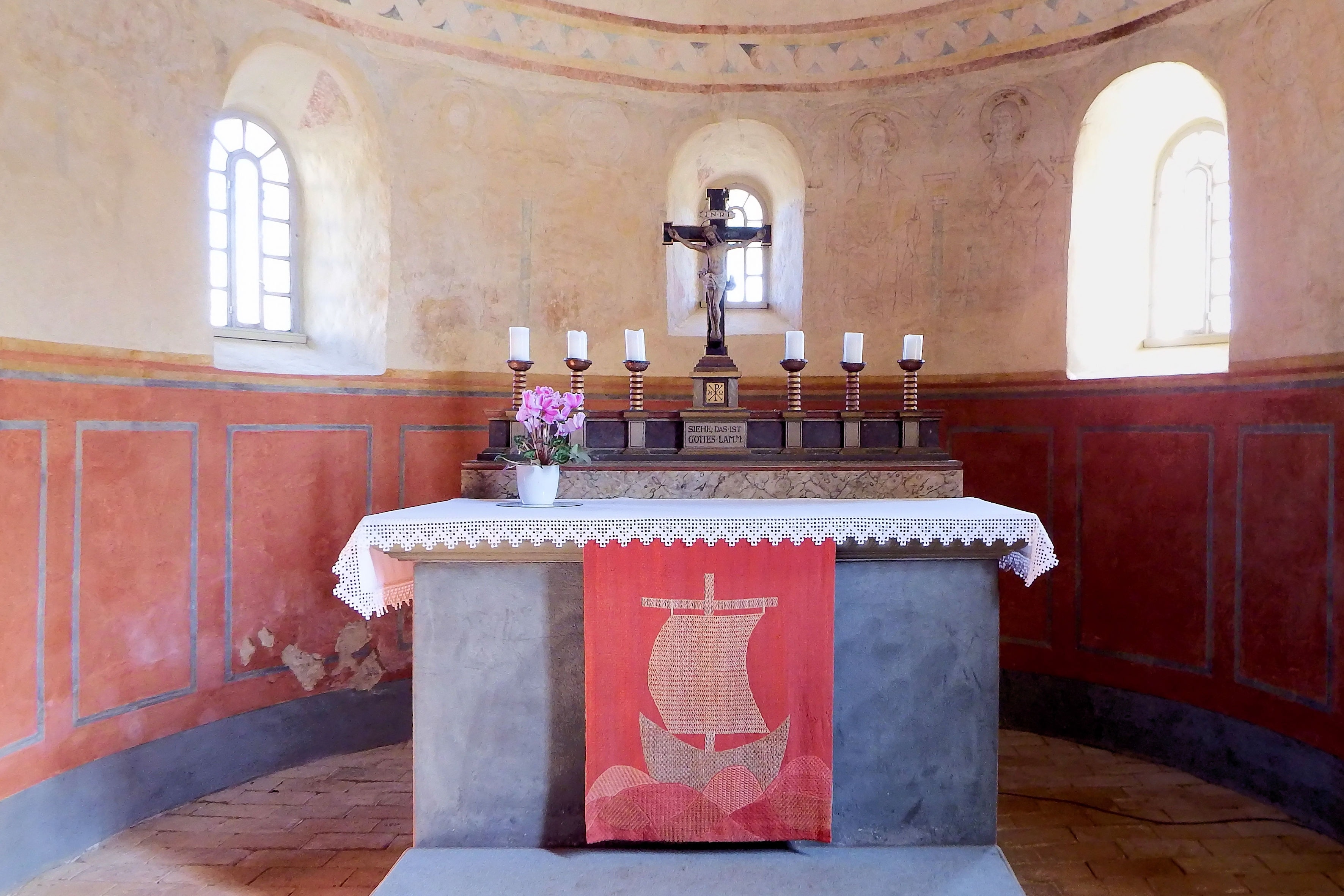 Altar, Church, Cross, Candles, Religion, indoors, architecture