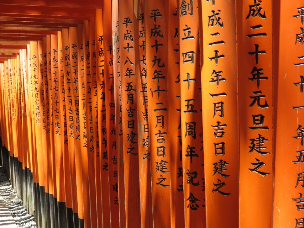 Font Characters, Orange, Gate, Japan, cultures, wood - material preview