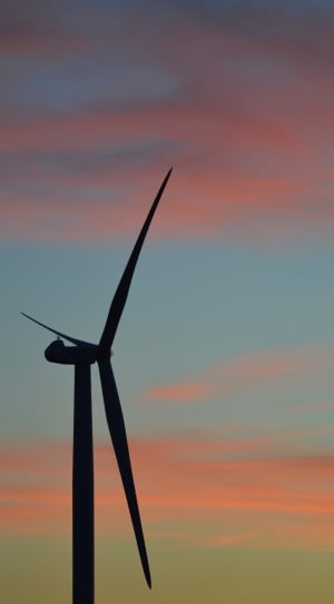 Sunset, Sky, Wind Turbine, wind power, environmental conservation thumbnail