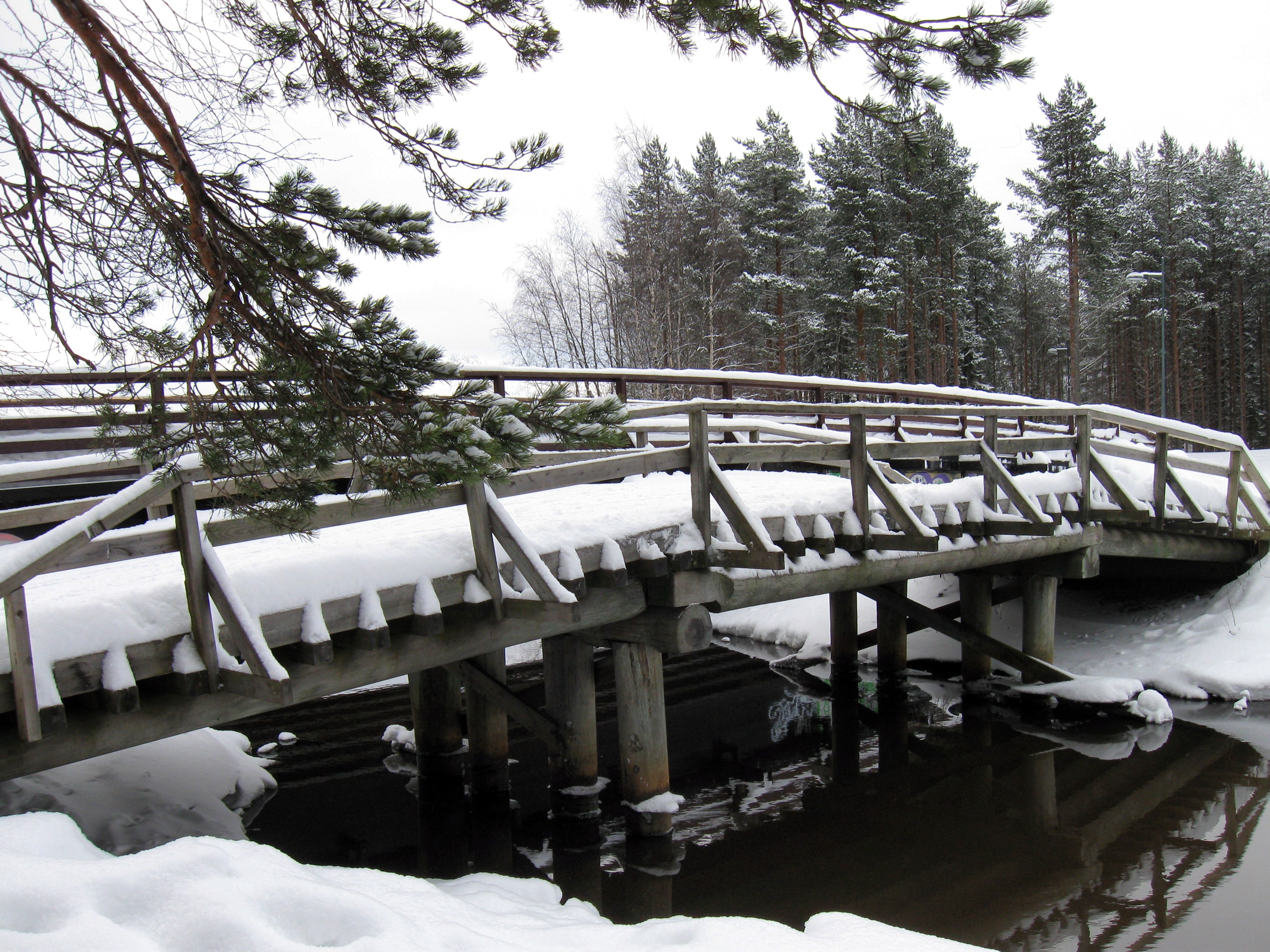 Finland, River, Bridge, Stream, Water, winter, cold temperature