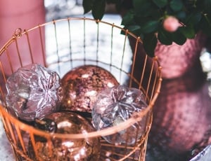 brown and clear glass ball ornaments thumbnail