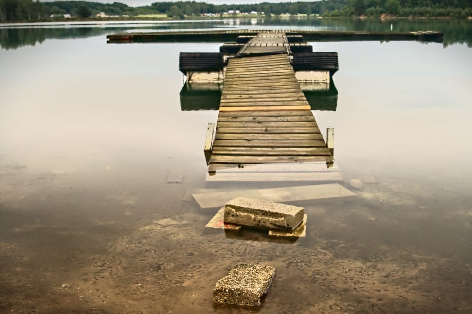 brown wooden beach dock during daytime preview