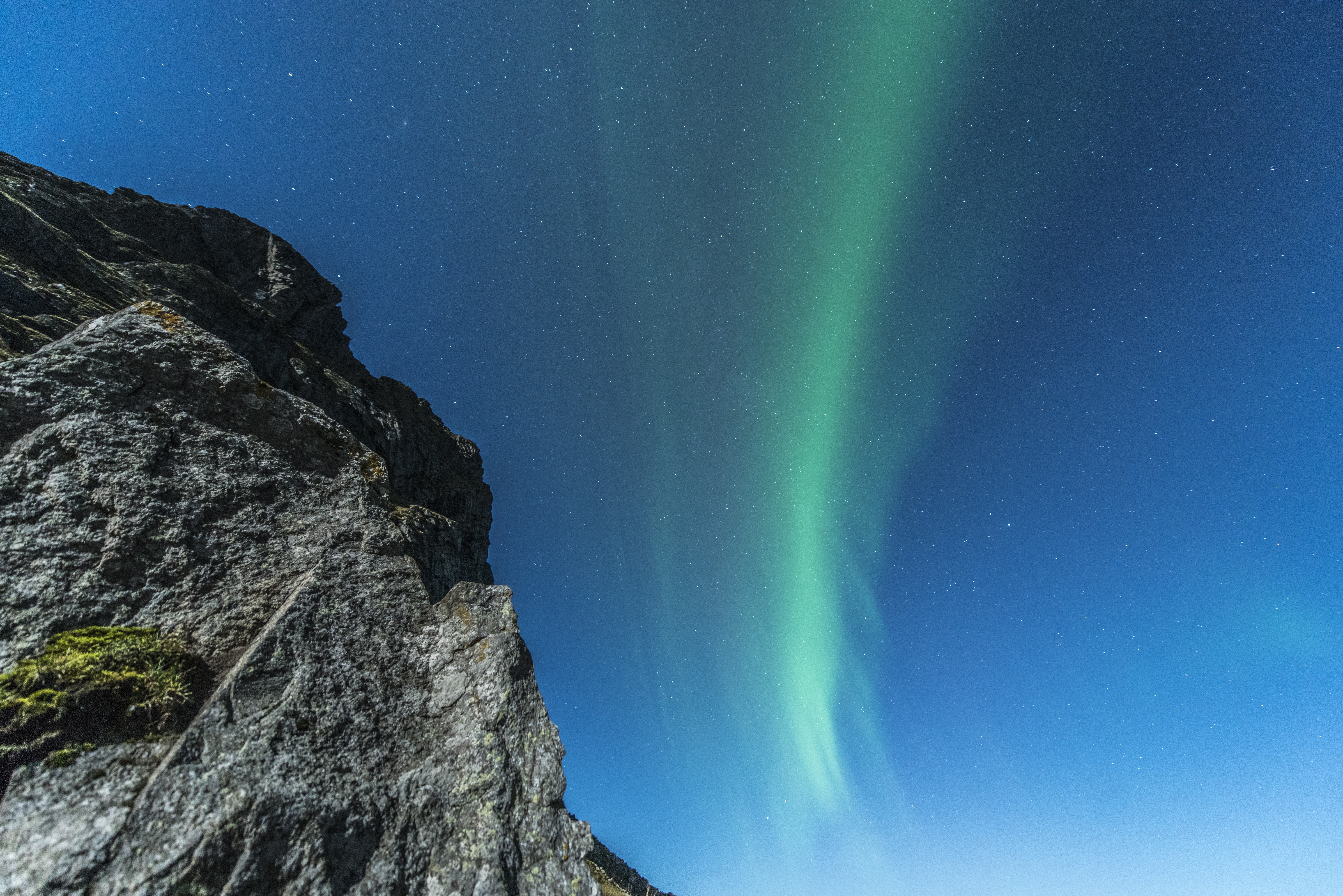 Norway, Lofoten, Night, Aurora Borealis, blue, nature