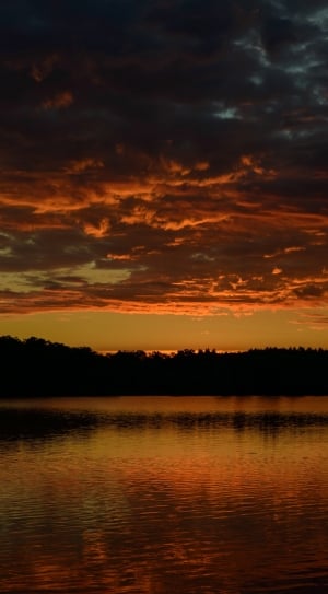 the golden hour; orange clouds above body of water thumbnail