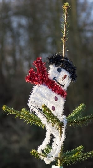 white red and green snow man hanging decor thumbnail
