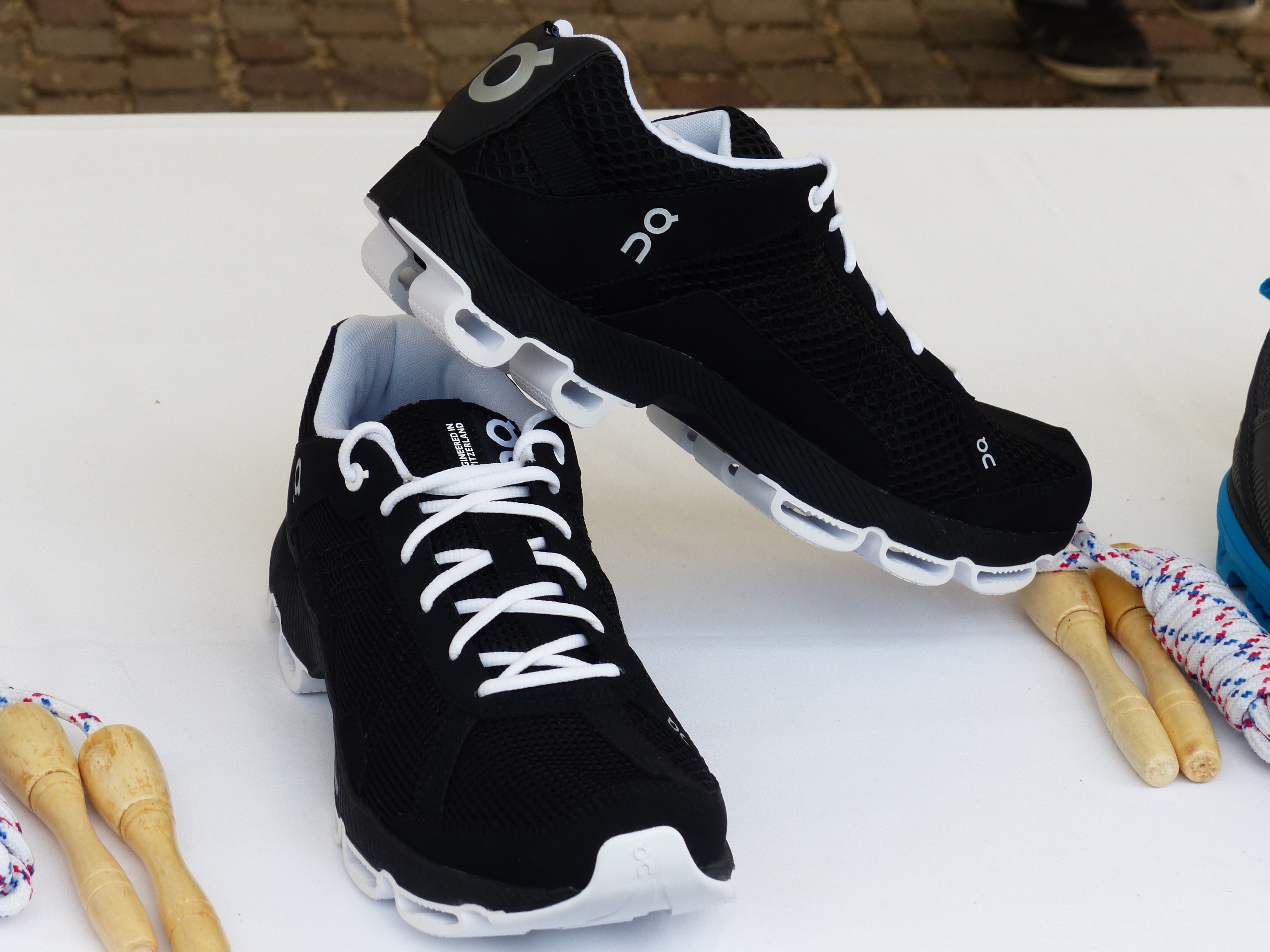 black-and-white athletic shoes
