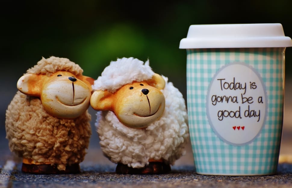 2 Sheep Figurine And Today Is Gonna Be A Good Day Disposable Cup