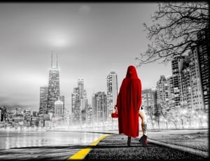 Red Riding Hood, City, Women, Urban, red, adult thumbnail