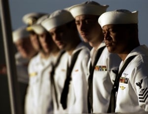 Sailors, Row, Us Navy, Line, Lined Up, headwear, only men thumbnail