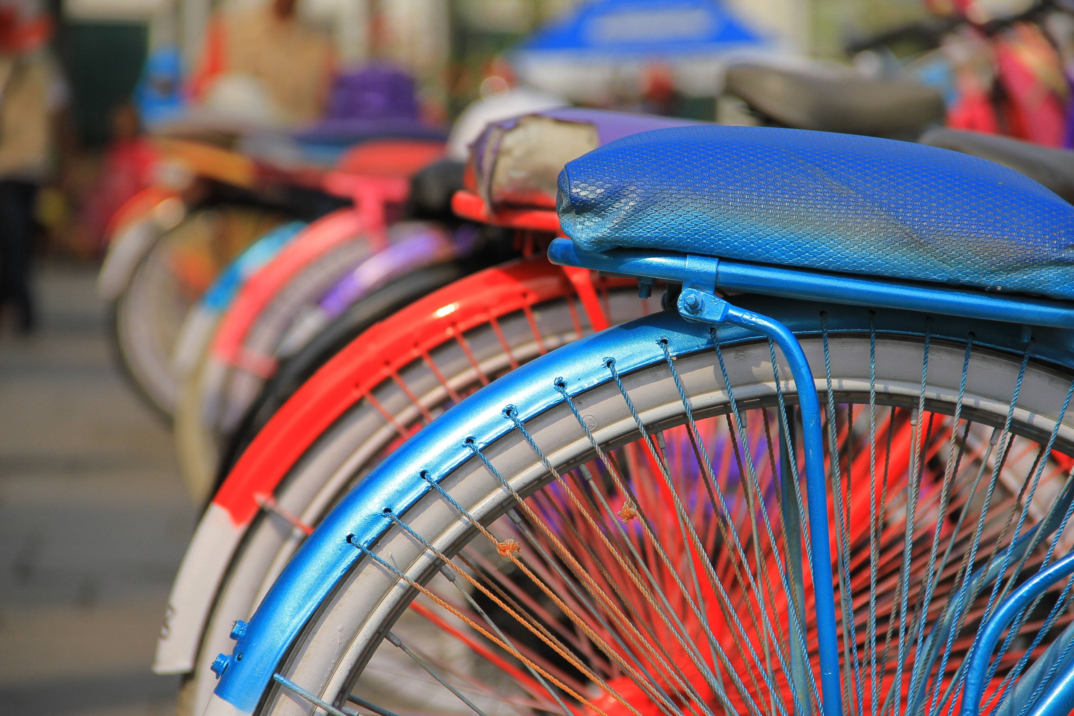 blue bicycle saddle