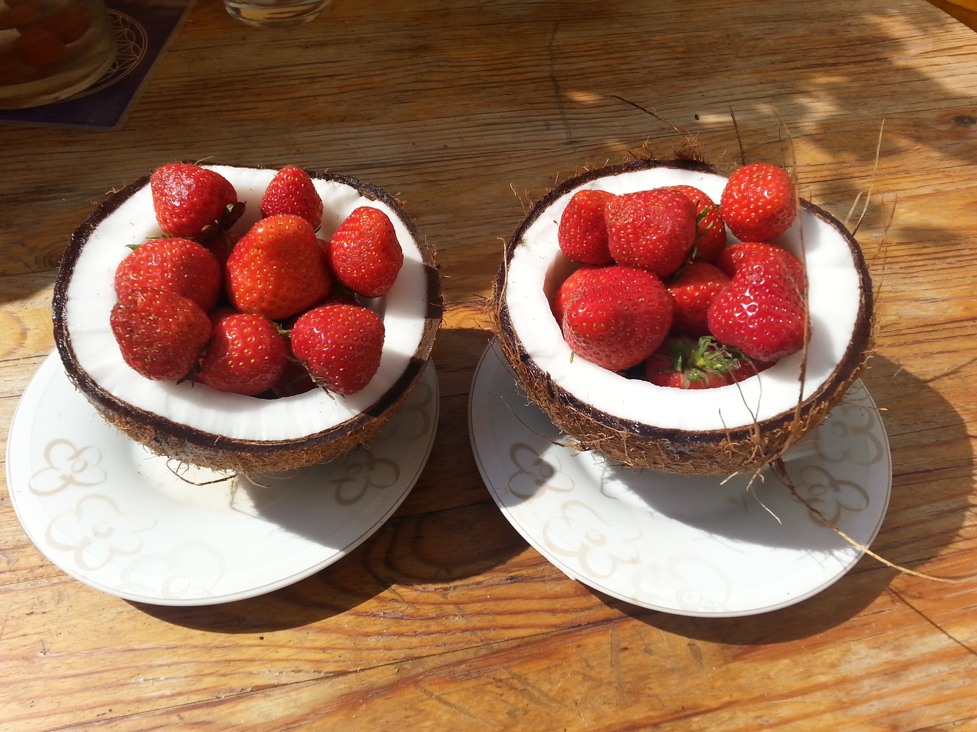 strawberries on coconuts