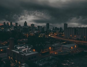 photo of city during a thunder storm thumbnail
