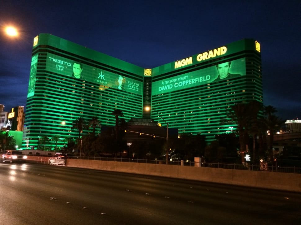 MGM Grand building during nighttime preview