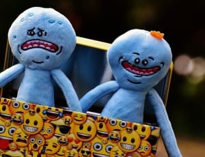 2 blue emoji plush toys thumbnail