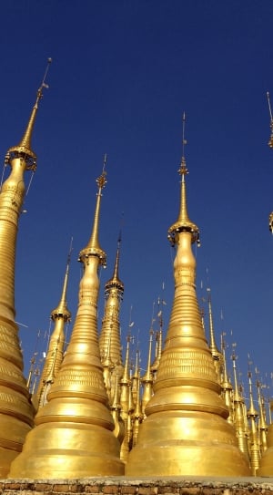 Spires, Temple, Religion, Pagoda, gold colored, religion thumbnail