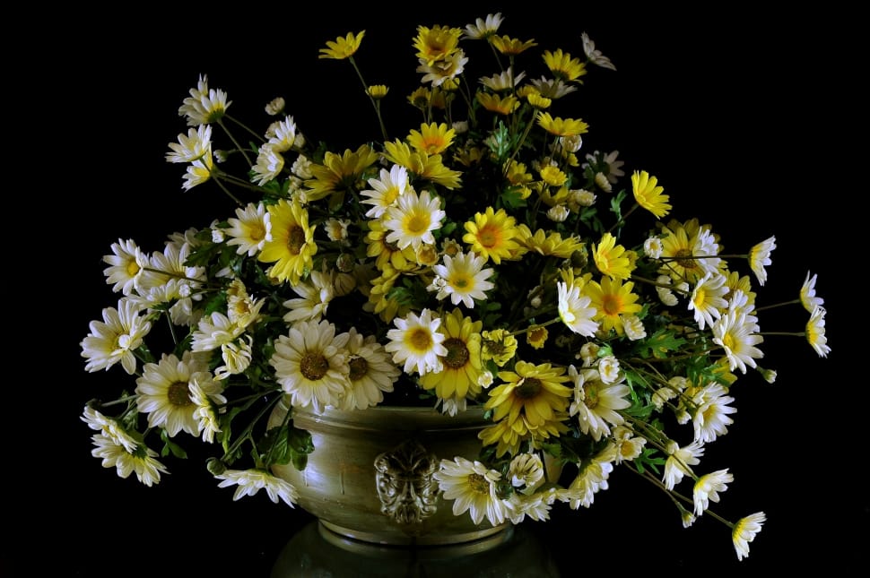 yellow and white artificial flowers preview