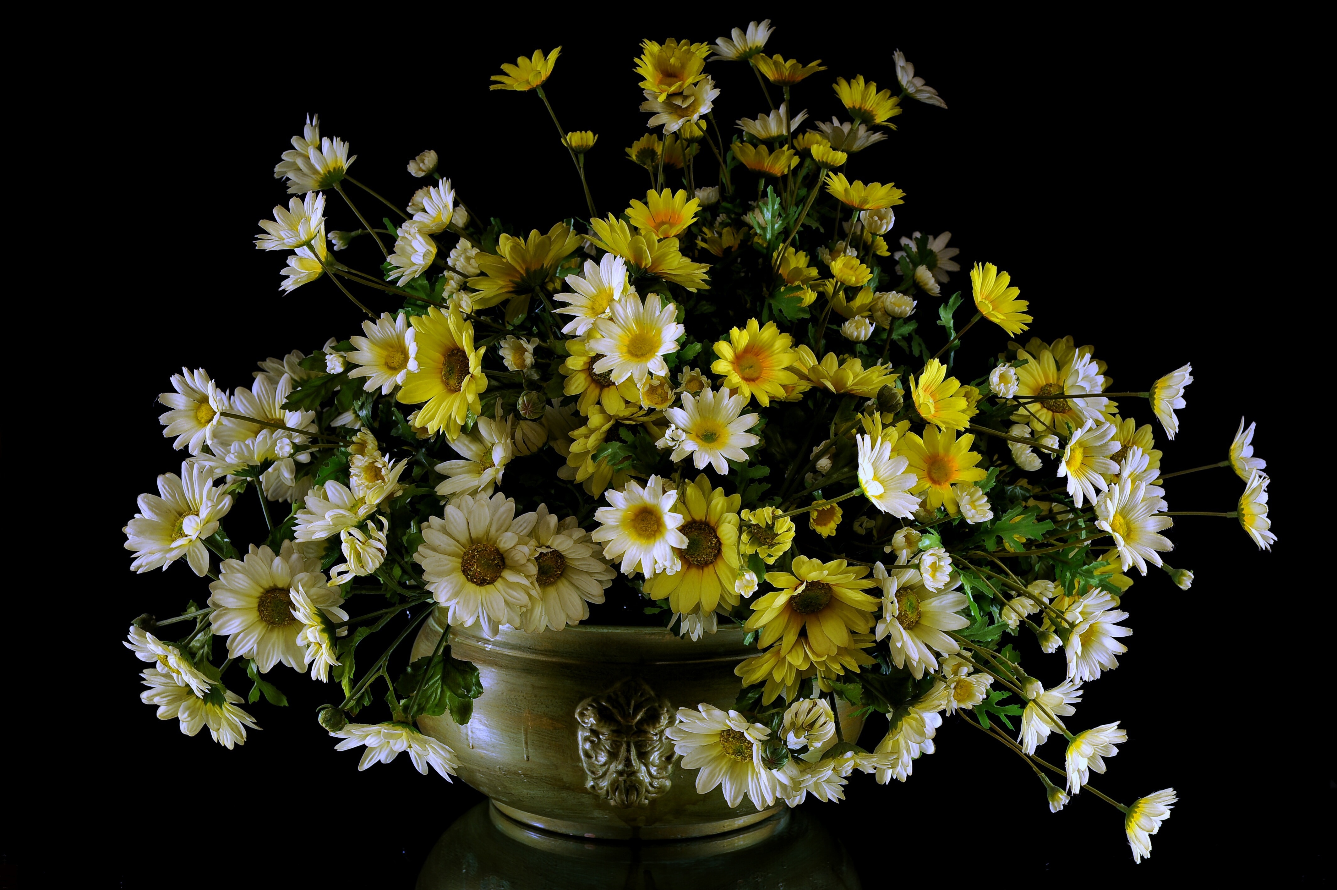 yellow and white artificial flowers