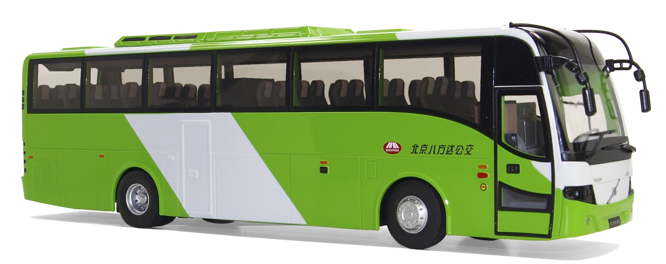 green and white bus