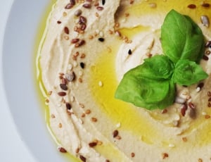 Hummus, Chickpeas, Seeds, Meal, Paste, food and drink, mint leaf - culinary thumbnail