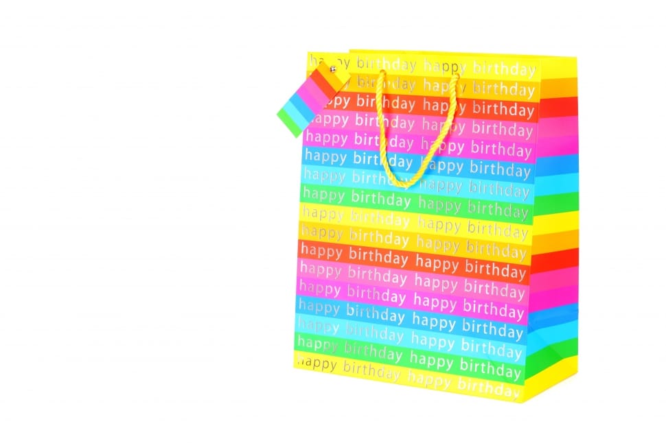 White, Isolated, Birthday, Gift, Bag, multi colored, purple preview