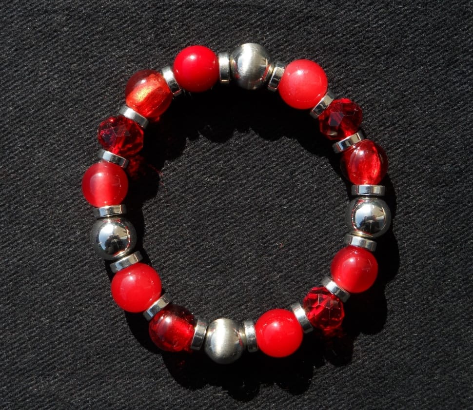 red and silver beaded bracelet preview