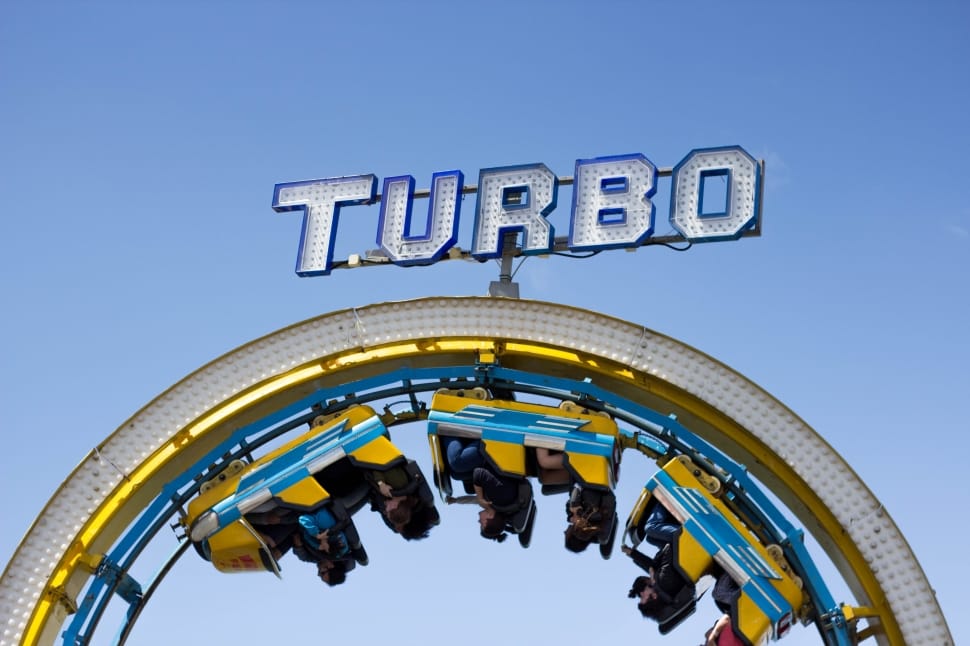 white and blue turbo neon signage preview