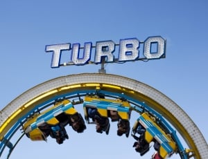 white and blue turbo neon signage thumbnail