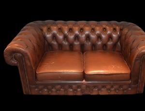 brown leather 2 cushion sofa thumbnail