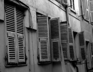 grayscale photo of wooden windows thumbnail