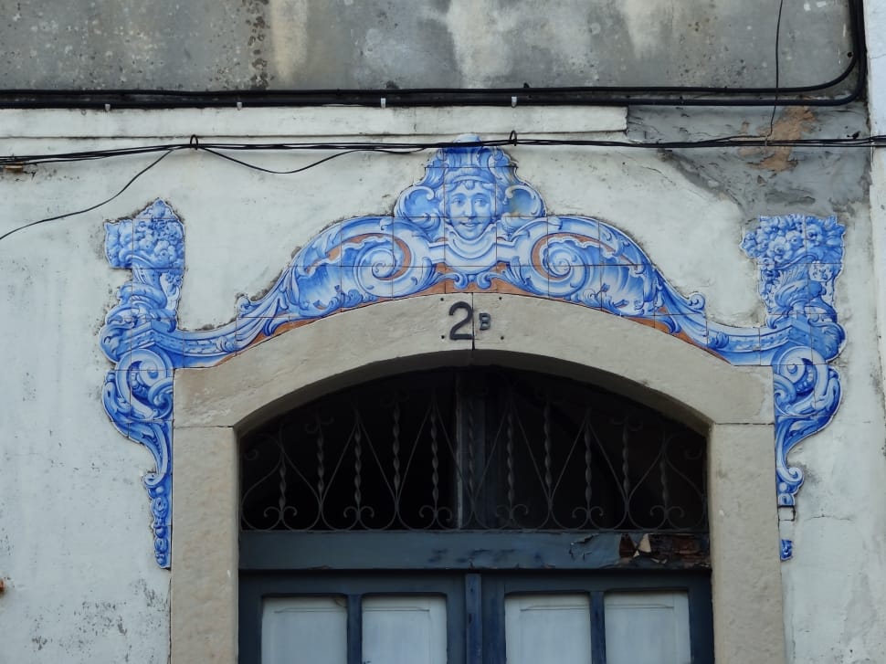 Door, Mosaic, Entrance, Tiles, Building, blue, built structure preview