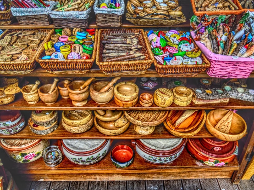 Gifts, Souvenirs, Toys, Wooden, Hdr, variation, large group of objects preview