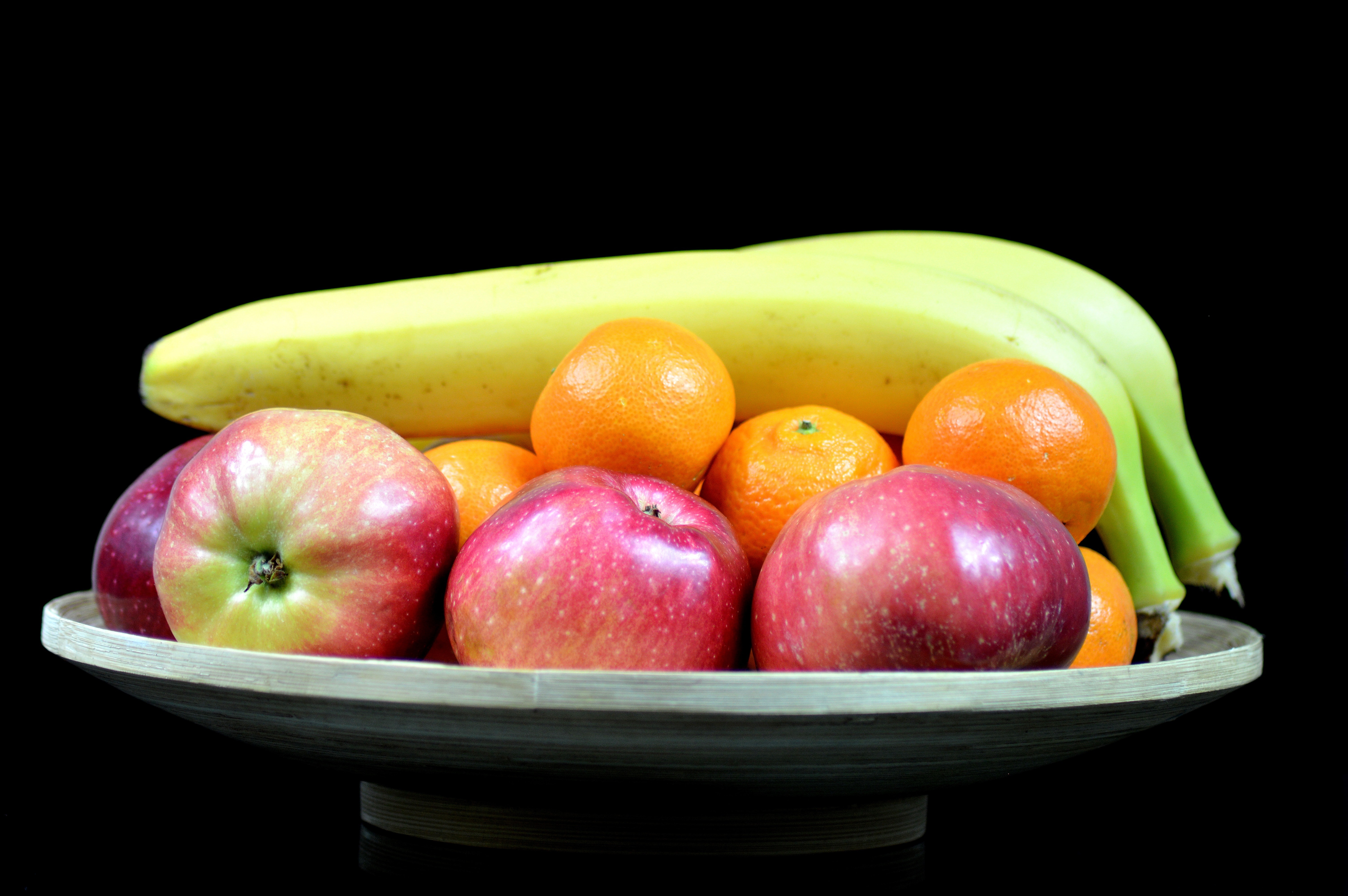 Ripe Apple Orange Fruit And Unripe Bananas Free Image Peakpx