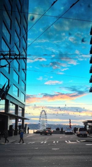 Seattle, Ferris Wheel, Sunset, built structure, architecture thumbnail