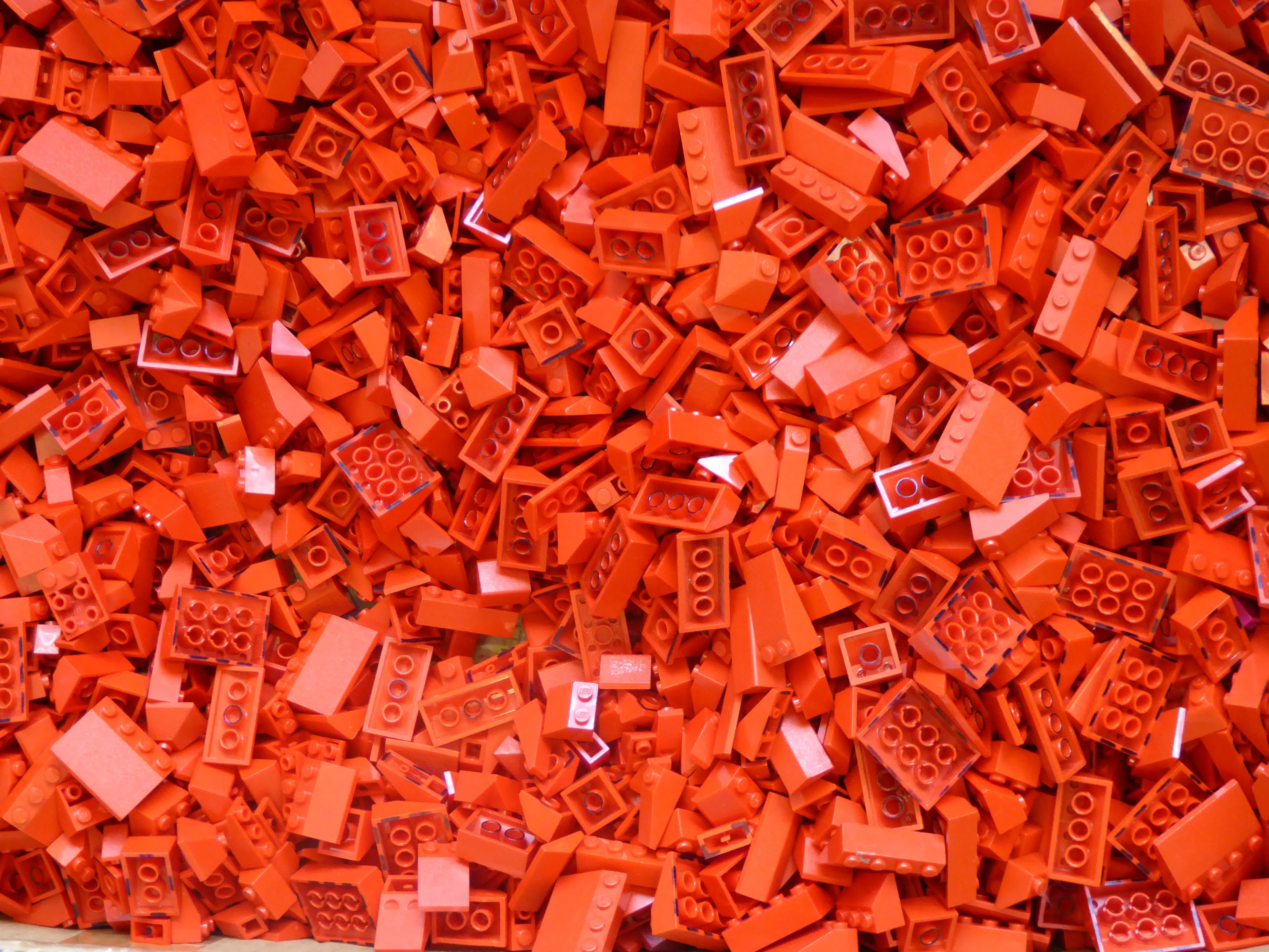 orange building lego blocks lot