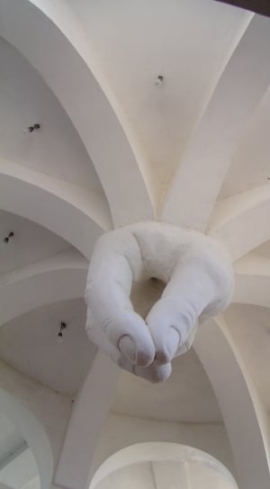 white concrete hand shape ceiling decor thumbnail
