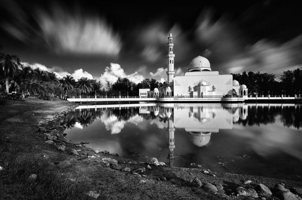 gray scale photo of mosque preview