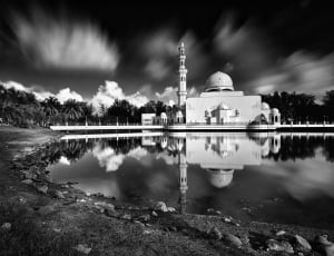 gray scale photo of mosque thumbnail