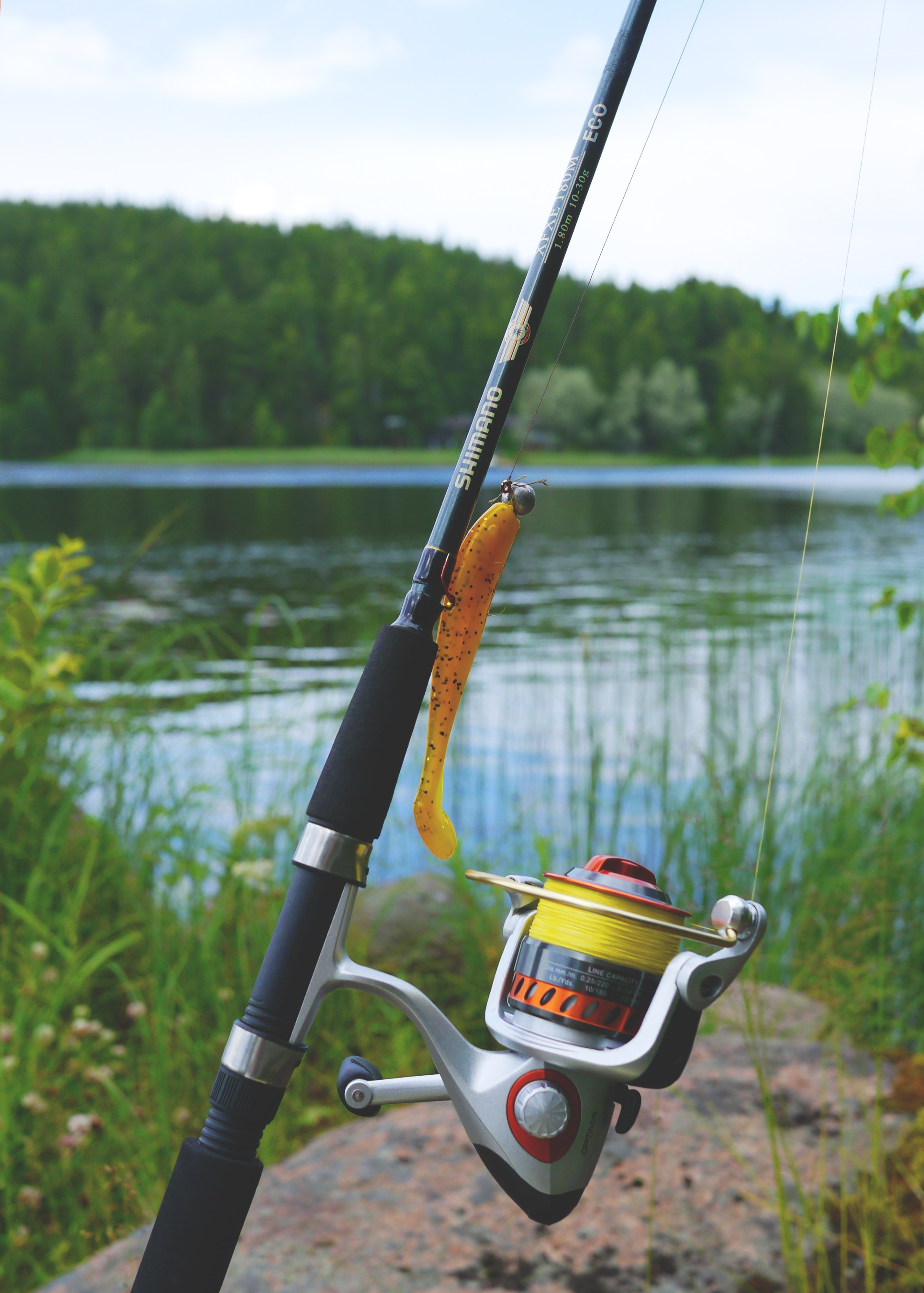 black and gray fishing rod free image