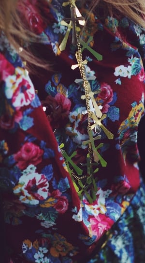 gold cross pendants layered necklace thumbnail