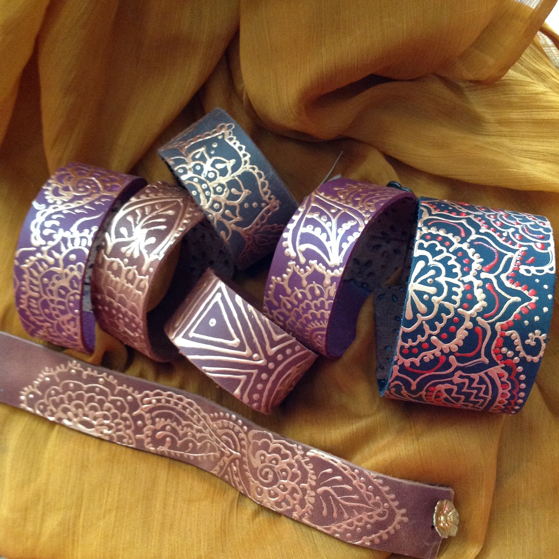 purple and blue floral bracelets