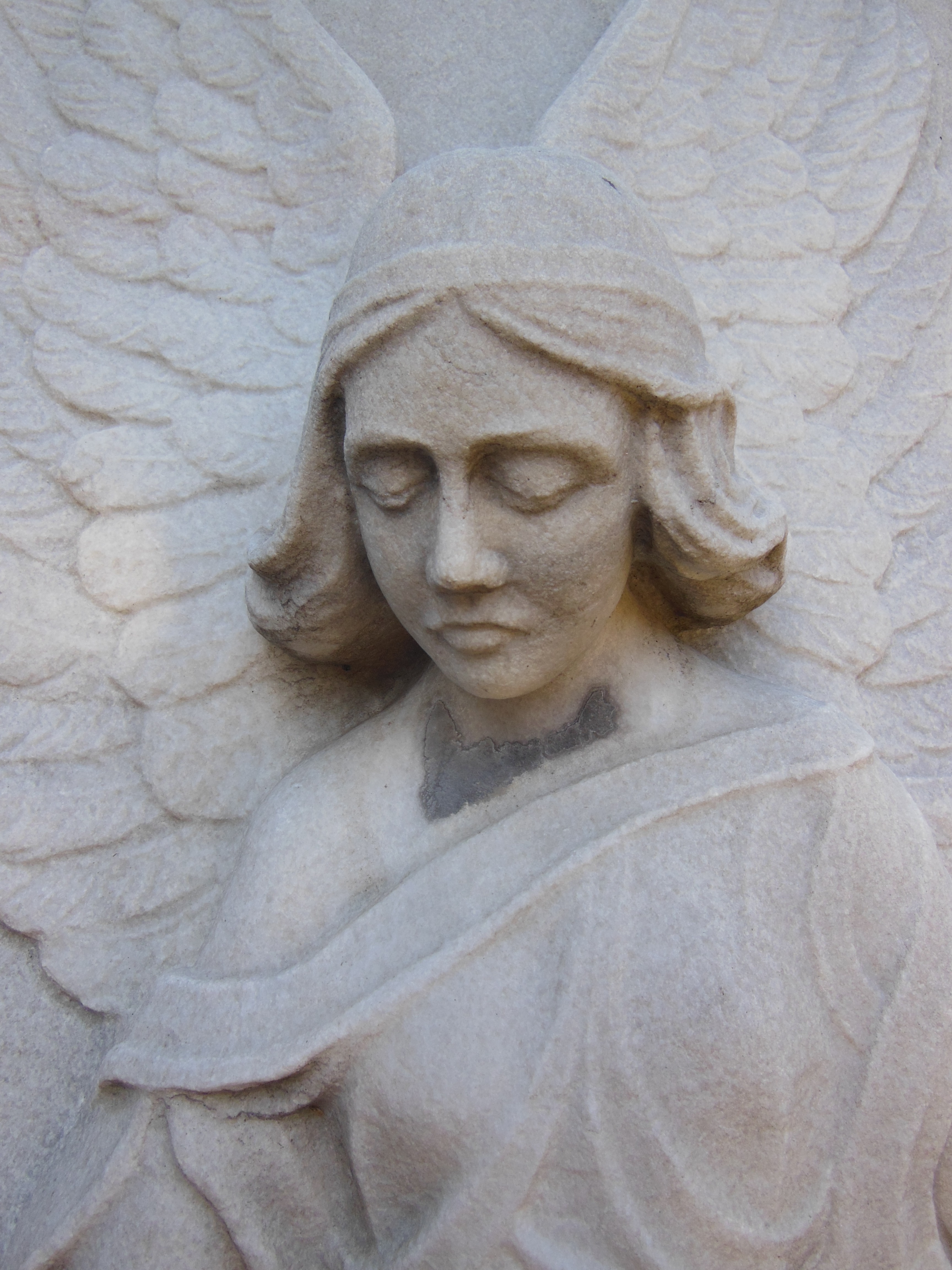 close up view of angel statue