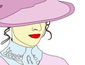 Illustration, Victorian, Hat, Woman, pink color, only women thumbnail