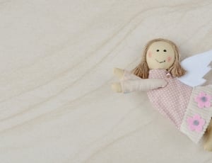 pink white and gray angel plush toy thumbnail