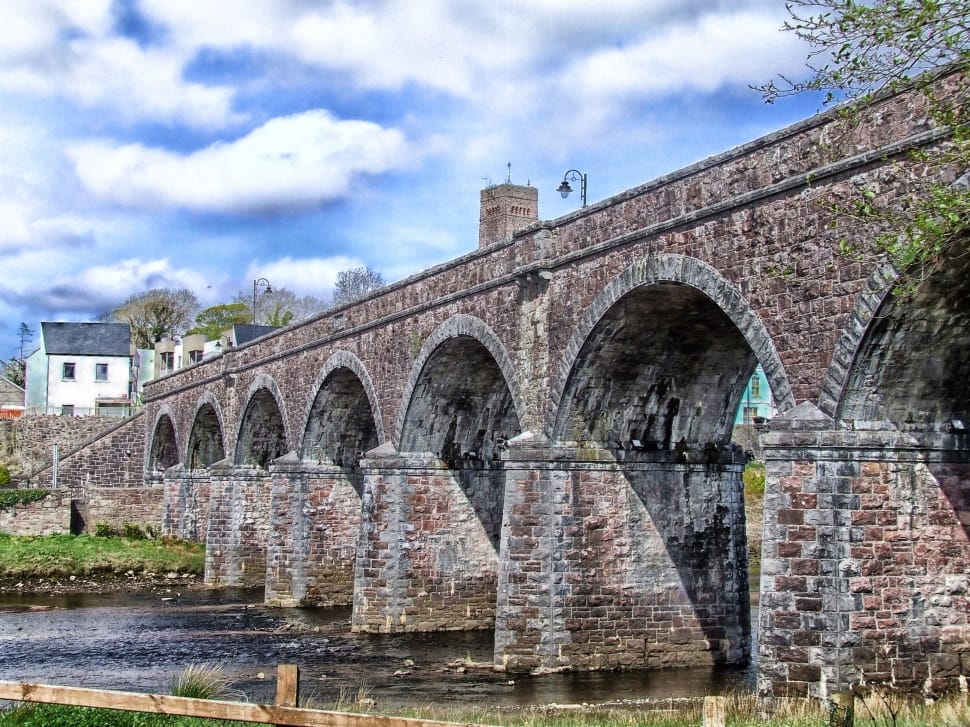 Clouds, Bridge, Newport, Sky, Ireland, arch, architecture preview