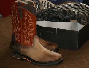 brown and red cowboy boots and box thumbnail
