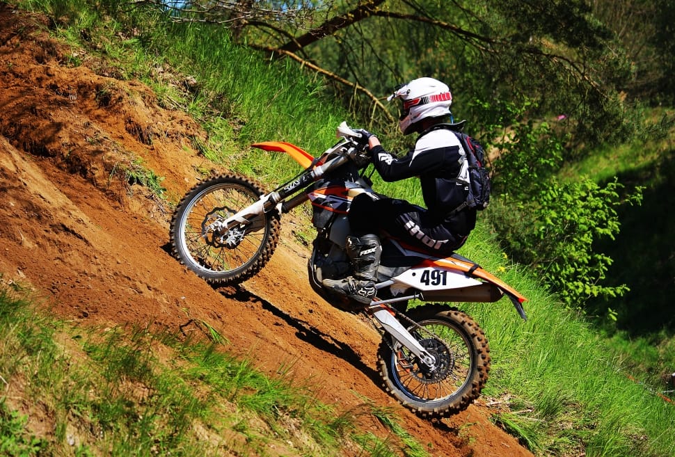 orange and white dirt bike