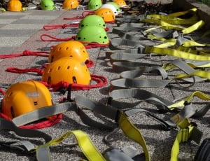 assorted construction helmet and safety straps thumbnail