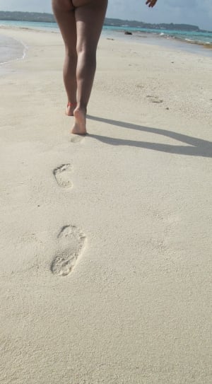 Legs, Beach, Sand, Walk, Footprints, sand, beach thumbnail